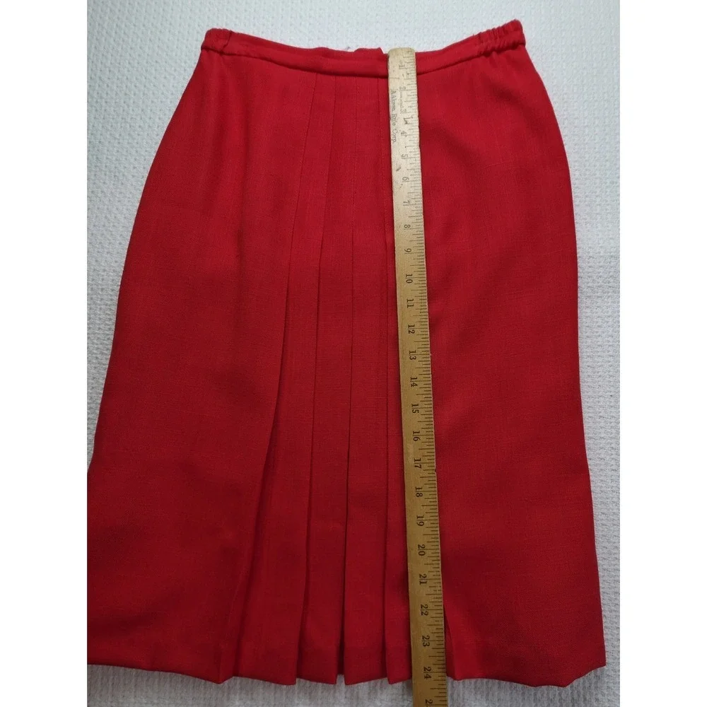 Christian Dior The Suit Women's 12 Red Rayon Blazer Skirt 2Pc Set Vintage